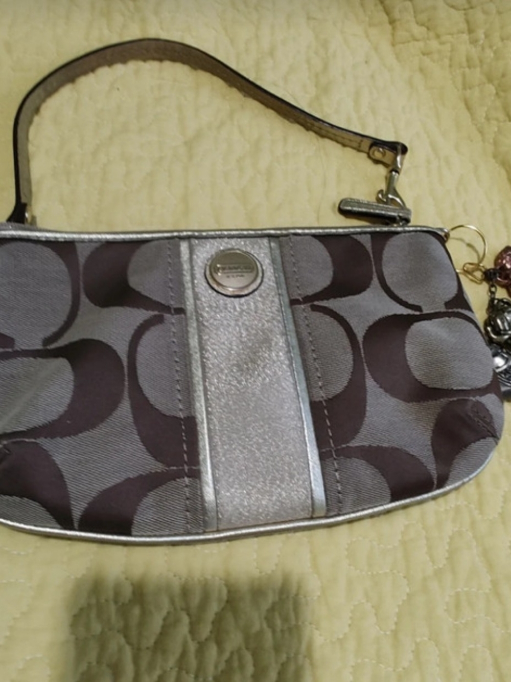 Brown And Gold Signature Wristlet - Metallic Trim